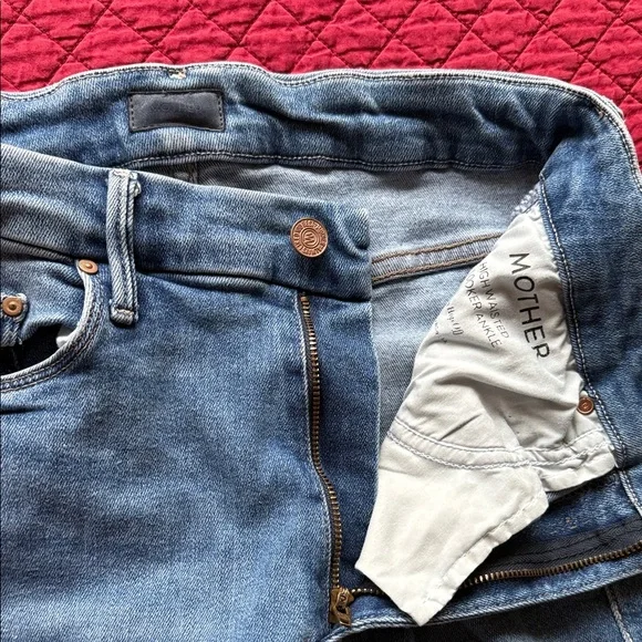 MOTHER High Waisted Looker Ankle Jeans - Light Denim Blue - Picture 2 of 7